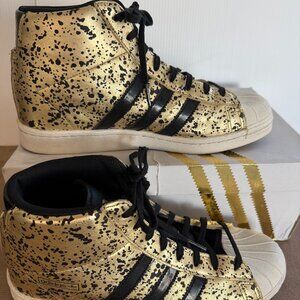 ADIDAS Superstar UP Metallic Gold Black Splatter Sneakers